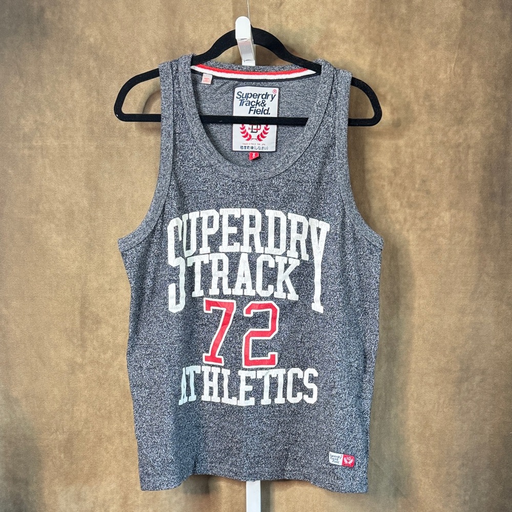 Superdry Charcoal Tank with Red and White Print Size XL